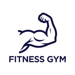 Obraz premium Powerful gym logo featuring a flexing muscular arm for fitness branding