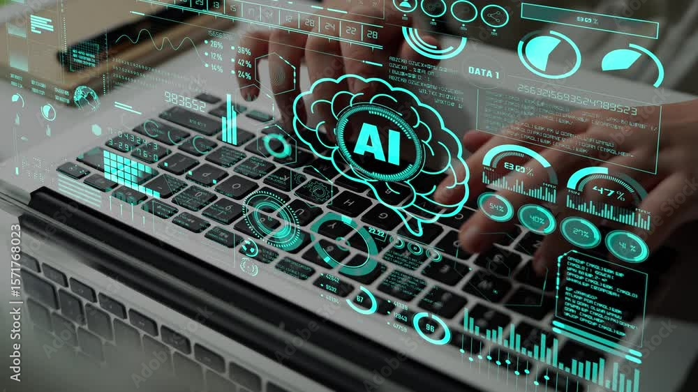Poster ai assistant brain processor with llm technology, big data, machine learning, generative ai for busi