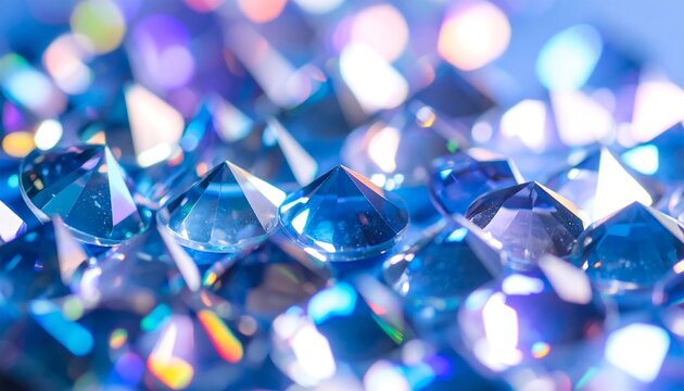 Close-up of many faceted blue crystals