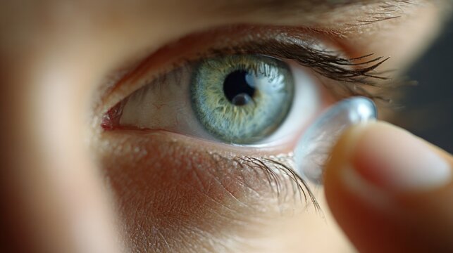 Close-up eye contact lens insertion