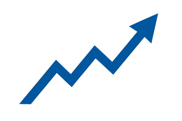 Blue Zigzag Growth Graph Icon Upward Arrow Representing Business Increase or Positive Trend