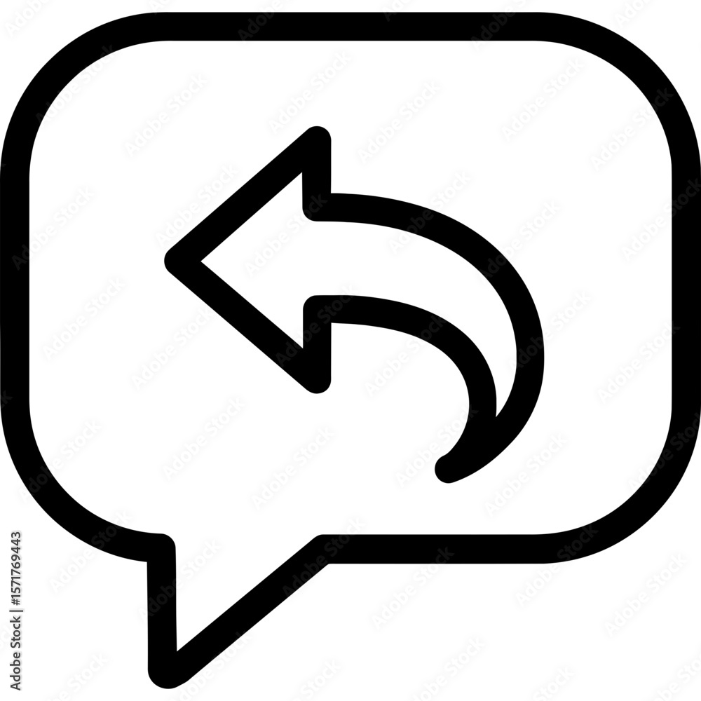 Poster reply bubble with arrow outline icon vector