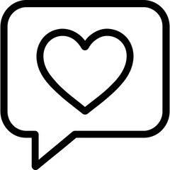 Heart reaction bubble outline icon vector