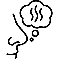 Fototapeta premium Smell memory with nose and thought bubble outline icon vector