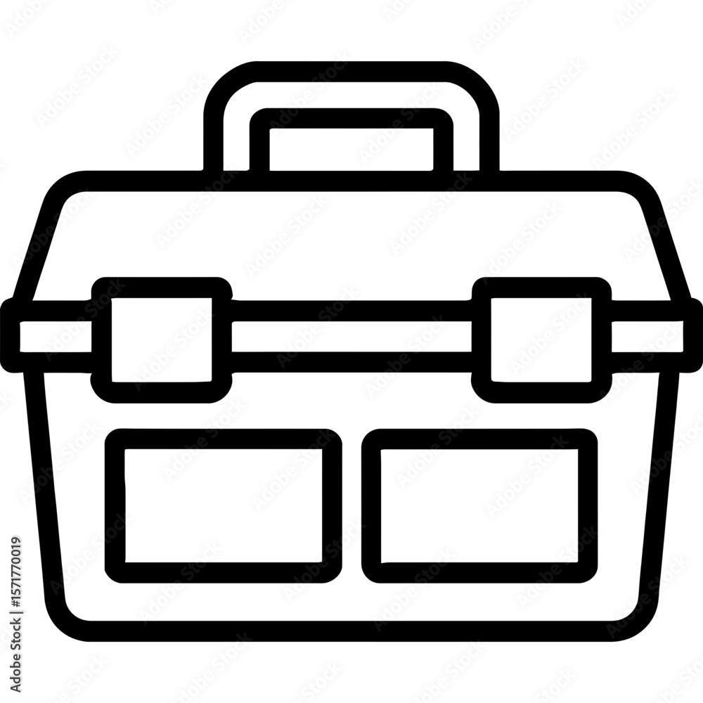 Poster toolbox with handle outline icon vector