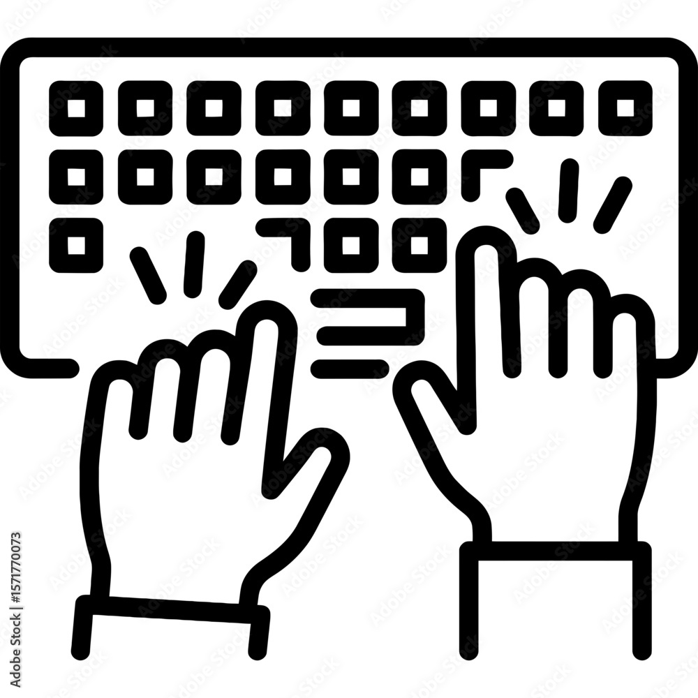 Poster typing on keyboard outline icon vector