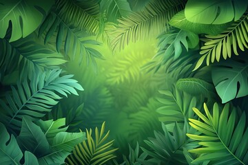Lush jungle leaves create a vibrant and inviting atmosphere in bright daylight