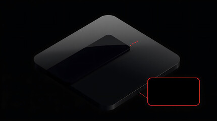 A sleek black abstract background featuring modern geometric shapes and minimalist design elements