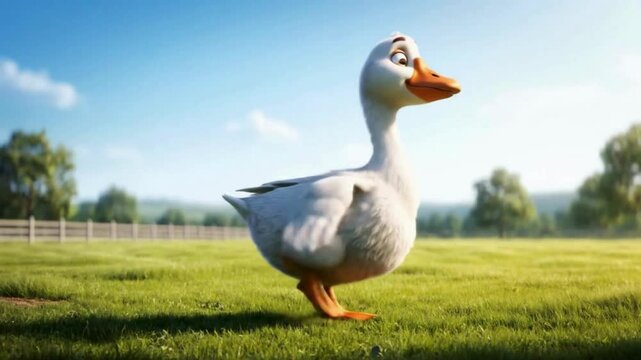 Animated Goose in a Sunny Meadow