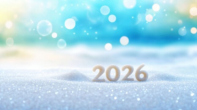 Snow-covered ground features the year 2026 as a fresh start in winter