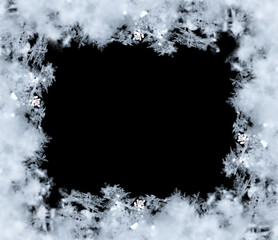 Frame of snowflakes creating a border on a black background, perfect for winter and christmas themes