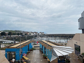Watchet, UK, March 15, 2025. Watchet harbour with boats, coastal village, Somerset coast, England