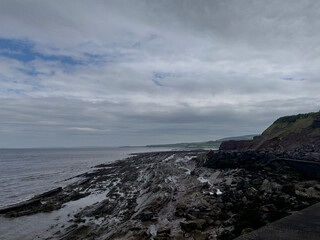 Watchet, UK, March 15, 2025. Watchet beach, coastal village, Somerset coast, England