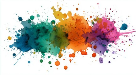 Horizontal splash of colorful paint on white background