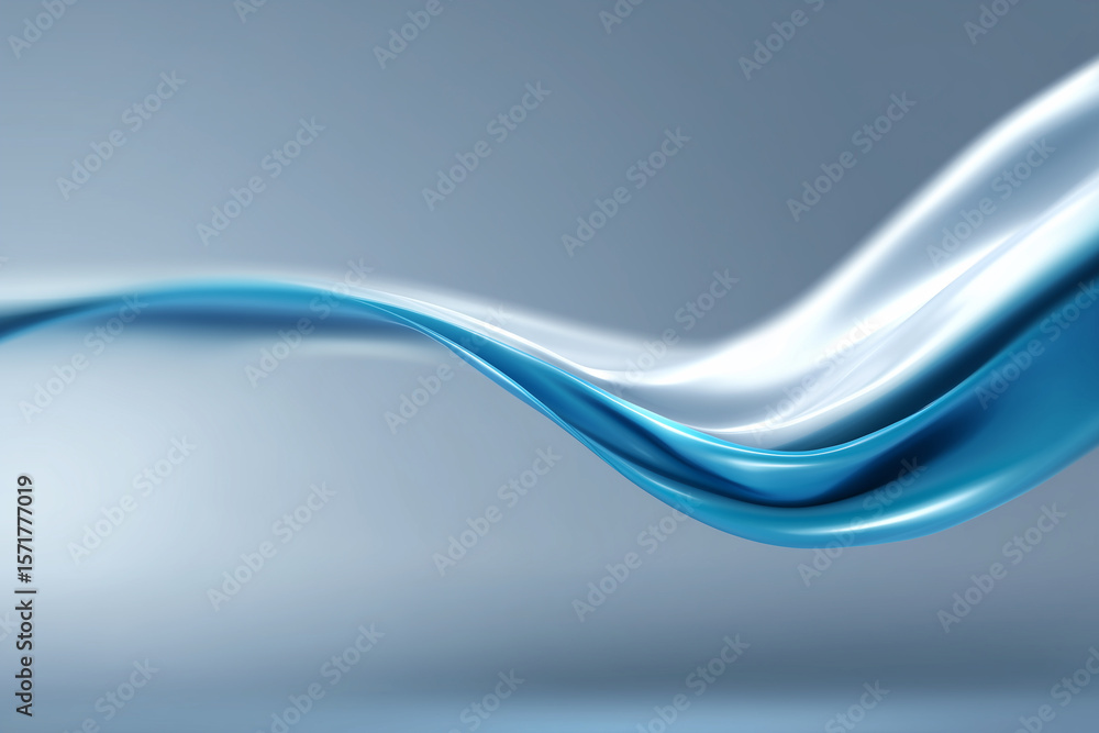 Wall mural smooth flowing blue and white abstract wave design on a soft gradient background for modern creative
