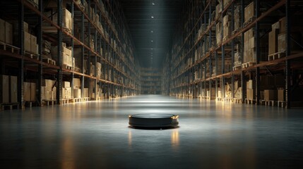 Empty warehouse with a robot