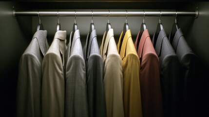 Clothes hanging in a dark closet