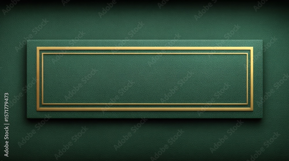Poster green frame with gold trim. the frame is empty