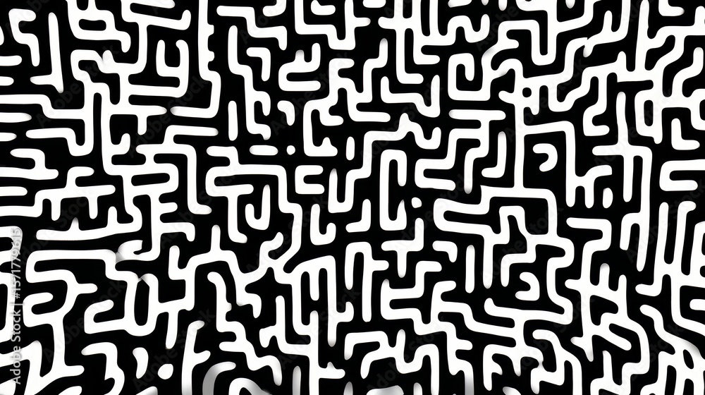 Aufkleber maze of white lines and black squares. the maze is very intricate and has many twists and turns. the