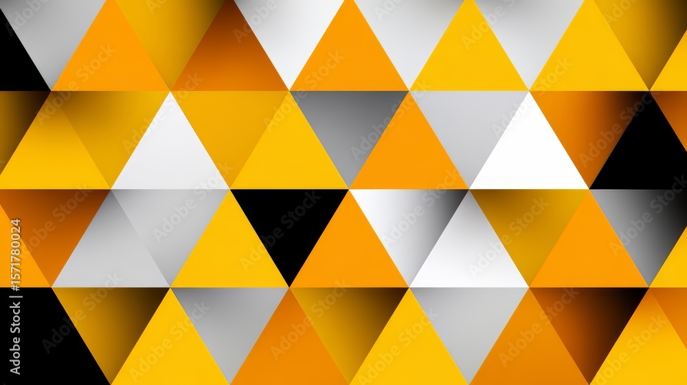 Poster colorful pattern of triangles and squares. the triangles are yellow and the squares are white. the p