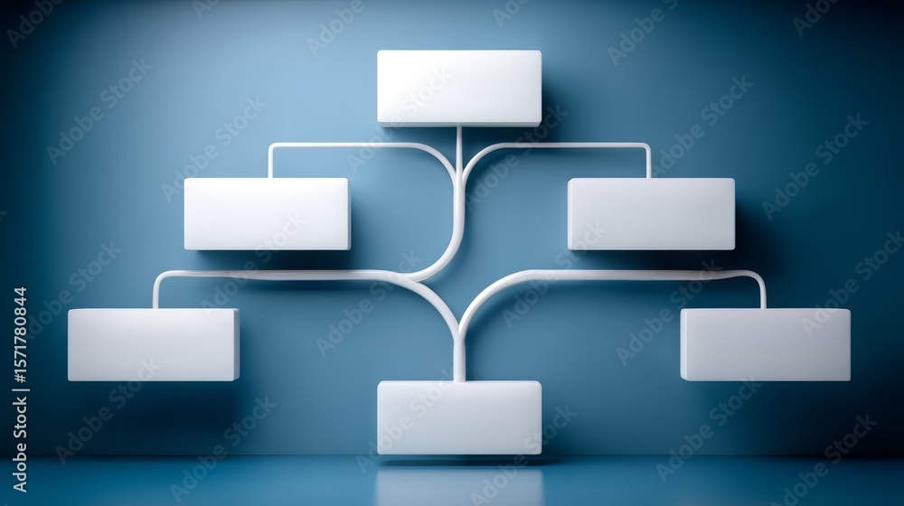 Poster white tree with five branches and boxes on it. the boxes are labeled with numbers and the branches a