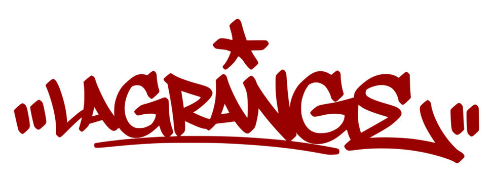 Lagrange graffiti tag in bold red lettering on white background. Clean urban style, perfect for southern culture, music, and creative street art projects.