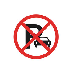 No Parking sign in a red circle with a black silhouette. SVG on a transparent background, intended for public places and urban environment