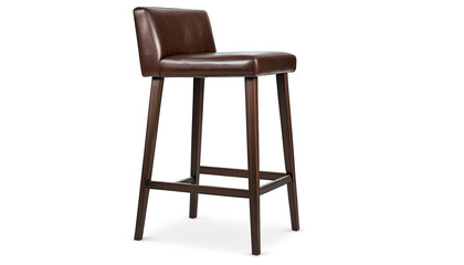 Fototapeta premium Elegant Bar Chair in Brown Leather and Dark Wood