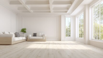 Empty, bright living room