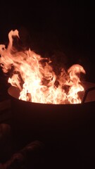 fire in fireplace