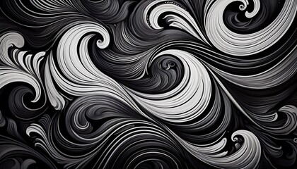 abstract black and white swirling pattern seamless pattern