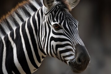 Majestic Zebra Portrait: A Captivating Animal of the African Safari in a Lush Zoo Environment