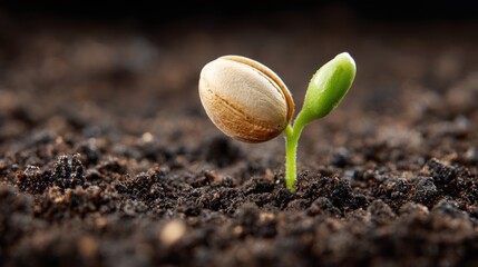 Tiny sprout emerging from soil