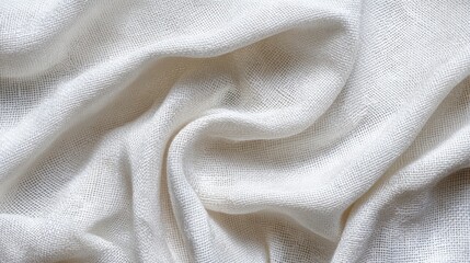 Texture of white fabric as background, top view