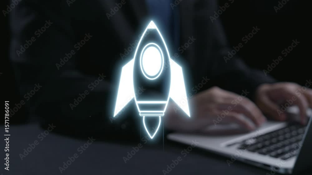 Poster this image features a symbolic rocket icon representing innovation and business growth. it includes 