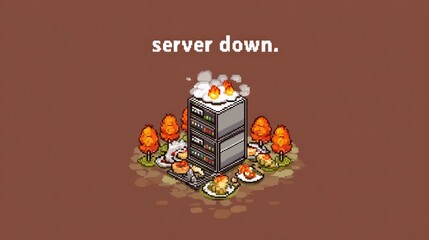 Pixel art server on fire