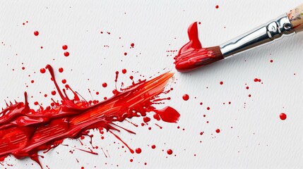A red paintbrush dripping a splash of red paint