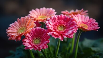 Obraz premium Vibrant Gerbera Bouquet: A Celebration of Nature's Beauty with Colorful Blooms in a Garden Setting