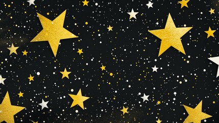 Obraz premium bright yellow stars on black backdrop