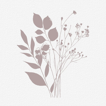 Delicate watercolor botanical digital paper floral background in soft basic nude beige tones