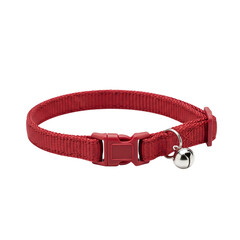 Red cat collar with safety buckle and bell