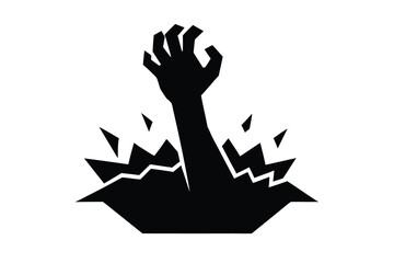 zombie arm breaking ground vector icon