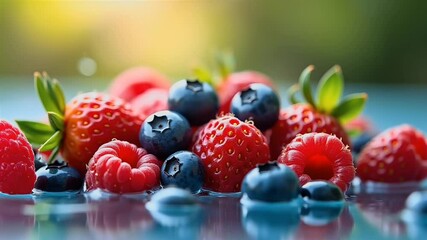 Splash ripe summer berries crystalline water buttery slow motion new forty word pitch underscores ultra clean K capture refreshing splash physics health centric branding appeal ideal juice