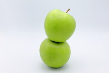 Green apples. Close up and isolated.