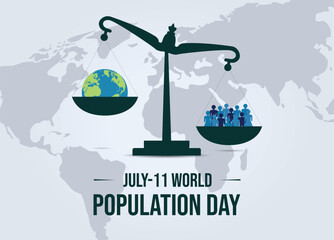 world population day observed on july 11. poster,banner,brochure,flayer,diversity,humanity, concept - Vector Template.
