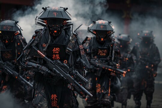 Battle-ready commandos in ink-tactical attire