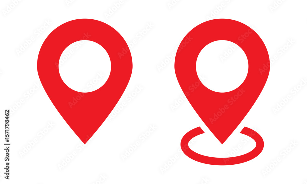 Poster red location map icon. red maps pin.