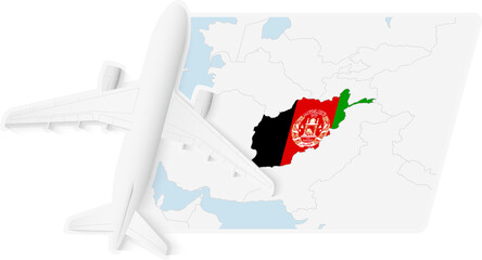 Airplane over Afghanistan Map