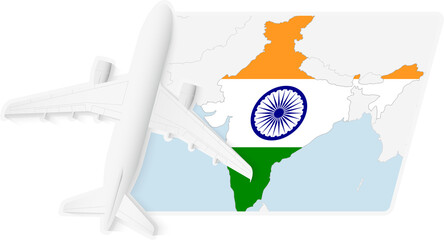 Airplane over India Map