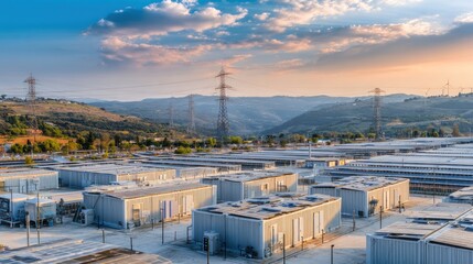 Fototapeta premium Industrial park at sunset